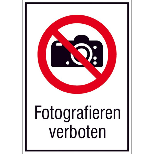 Stein HGS Kombischild, Fotografieren verboten, 131 x 185mm / Folie, selbstklebend, 21.a6210