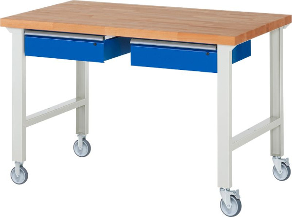 RAU Fahrbare Werkbank 7002A1, 1500x900x1000mm, je 2 Bockrollen und Lenkrollen, 05-7002A1-159B4S22.11