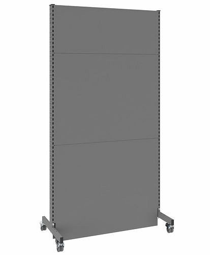 DENIOS Mobile Akustik Trennwand, Grundfeld, B 1250, H 2500 mm, Akustik-Lochblech einseitig, grau, 293067