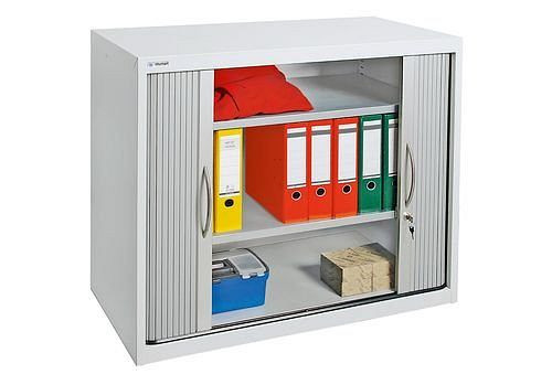 stumpf Jalousieschrank Esta, mit 2 Fachböden, Korpus lichtgrau, Jalousie weißalu, B 1000 mm, H 900 mm, 251883