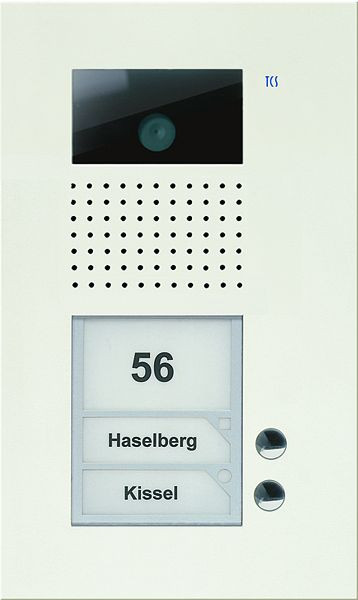 TCS Video Außenstation Serie AVU mit 2 Klingeltasten (rechtsbündig), 1-spaltig, UP weiß, AVU14020-0019