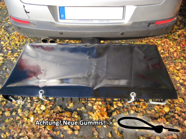 Heck-Pack Allzweck-Abdeckplane, Farbe Schwarz, inkl. Expandergummis für Heckträger der Größe 1000 x 600 mm, 900363