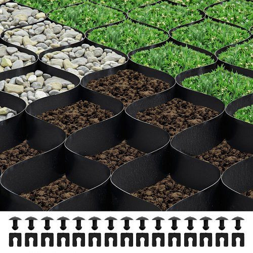 VEVOR Kiesgitter 50 mm, Rasengitter 8200x1200 mm, HDPE Wabengitter, durchlässig, für Einfahrt, Garten, Terrasse, Gehweg, Parkplätze, JDWG2INCH27XJUJ5J001V0
