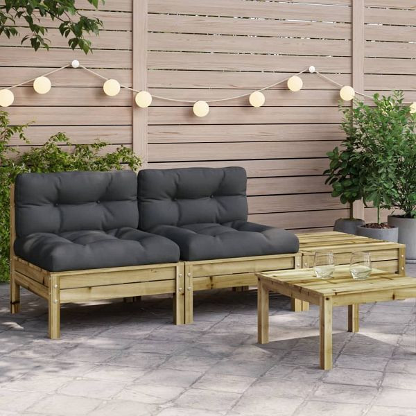 vidaXL Gartensofa mit Kissen und Hocker 2-Sitzer, 838184