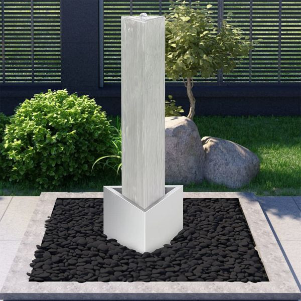 vidaXL Gartenbrunnen Silbern 37,7x32,6x110 cm Edelstahl, 48094