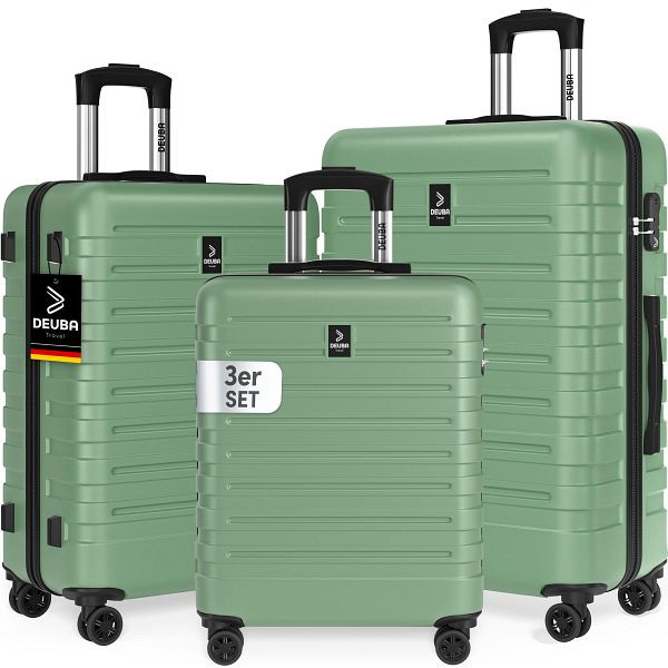 DEUBA Hartschalenkoffer New York Set 3-tlg Pastellgrün Rollen 360º ABS, 110282