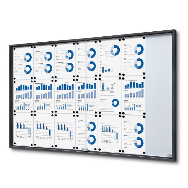Showdown Displays Abschließbarer Schaukasten Innen mit Schiebetüren Slim 21 x A4 Anthrazit, SCSLG21xA4C7016JS