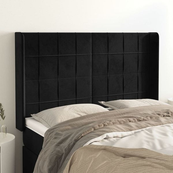 vidaXL Kopfteil mit Ohren Schwarz 147x16x118/128 cm Samt, 3119630