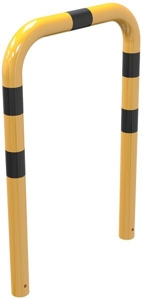 Schake Rammschutzbügel Stahlrohr Ø 76 mm gelb / schwarz, Gesamtbreite: 750 mm, Höhe Überflur: 650 mm, zum Einbetonieren, 477_05BG