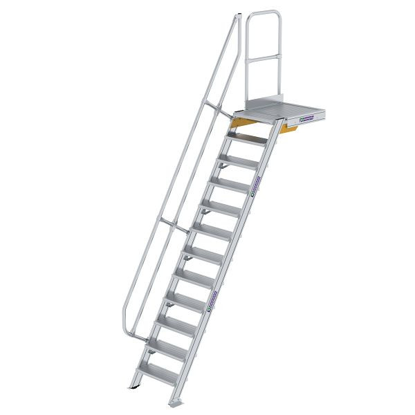 Munk Günzburger Steigtechnik Treppe mit Plattform 60° Stufenbreite 600 mm 12 Stufen Aluminium geriffelt, 600372