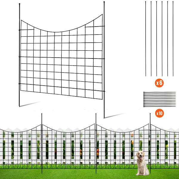 VEVOR 5er-Set Dekorativer Gartenzaun 75x93cm aus Kohlenstoffstahl 6,38cm Spike-Abstand Metall Zaunelementen inkl. Befestigungsmaterial, JSWL385295INRNI2VV0