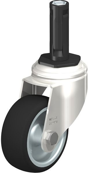 Blickle LKRXA-PATH 80G-11-EXR12 Edelstahl-Apparate-Lenkrolle mit Expander, Thermoplastisches Polyurethan, Grau, 853395