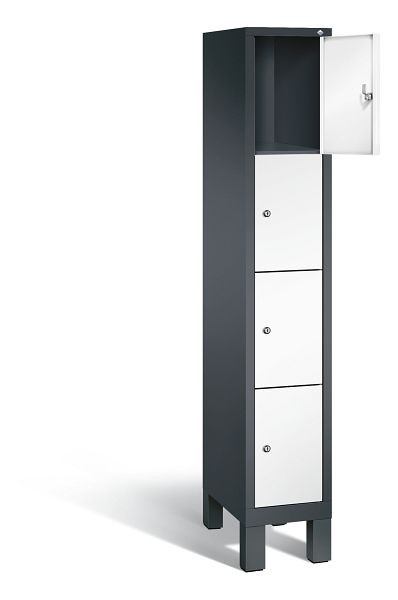 C+P Schließfachschrank Evolo, H1850xB320xT500mm, Farbe: Schwarzgrau / Verkehrsweiß, 48010-104 S10109
