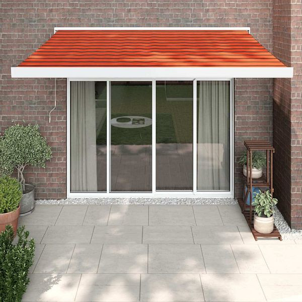 vidaXL Markise Einziehbar Orange und Braun 3,5x2,5 m Stoff & Aluminium, 3154592