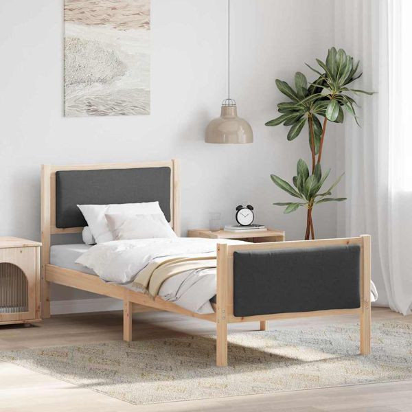 vidaXL Bettgestell mit Kopfteil Dunkelgrau 75 x 190 cm Stoff, 878370