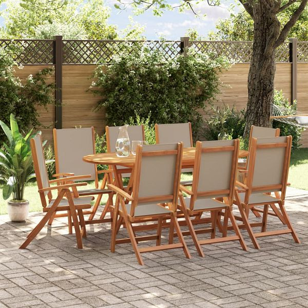 vidaXL 9-teilig Garten-Essgruppe Massivholz Akazie und Textilene, 3279313