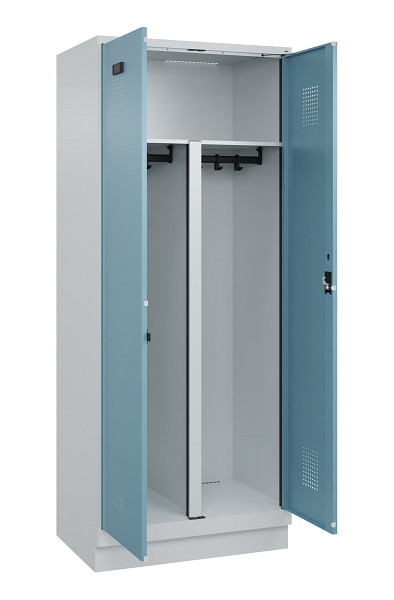 C+P PSA Schwarz-Weiß-Spind Evolo PLUS, mit Sockel, 2 Abteile, 1950x800x500mm, 70, 2406015 RDS Architekturblau, Zylinderschloss, 049022-22P S10036