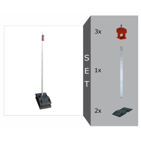 Stein HGS Schildaufstellung Komplett-Set II mittel, Schaft aus Vierkantrohr und 2 Fußplatten - gemäß TL, 18798