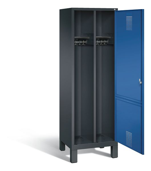 C+P Schwarz-Weiss-Spind Evolo, H1850xB610xT500mm, Farbe: Schwarzgrau / Enzianblau, 48210-20 S10009