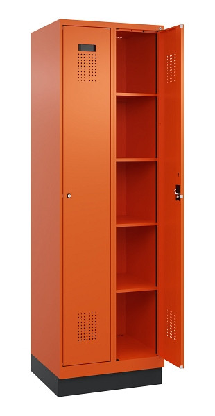 C+P Wäsche-Spind Evolo PLUS, mit Sockel, 2 Abteile, 1950x600x500mm, 2004/2004, Verschluss Zylinderschloss, Ablageböden 8, 049020-20B S10050