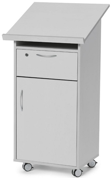 Deskin Stehpult LAUDATUS mit Türe, Dekor Lichtgrau, H 1200 x B 600 x T 525 mm, 269772