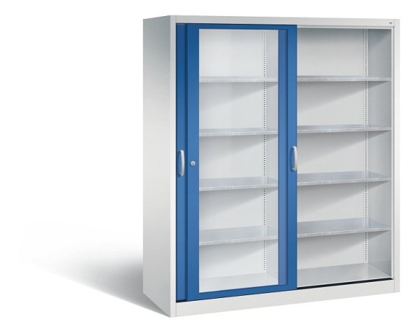C+P Schiebetürenschrank Acurado, H1950xB1600xT600mm, Farbe: Lichtgrau / Enzianblau, Bügelgriff, 2169-055 S10005