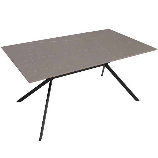 Mendler Esszimmertisch HWC-O58, Esstisch Sinterstein Metall, Marmor-Optik 160cm, grau, 122211+122212