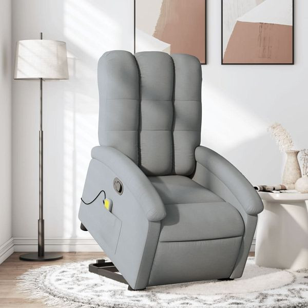 vidaXL Massagesessel mit Aufstehhilfe Hellgrau Stoff, 3204104