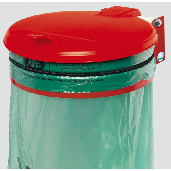 STEIN HGS Müllsackhalter zur Wandbefestigung, Rot, Feuerrot (RAL 3000), Müllsackhalter zur Wandbefestigung (mit Kunststoff-Deckel), 82027.0003