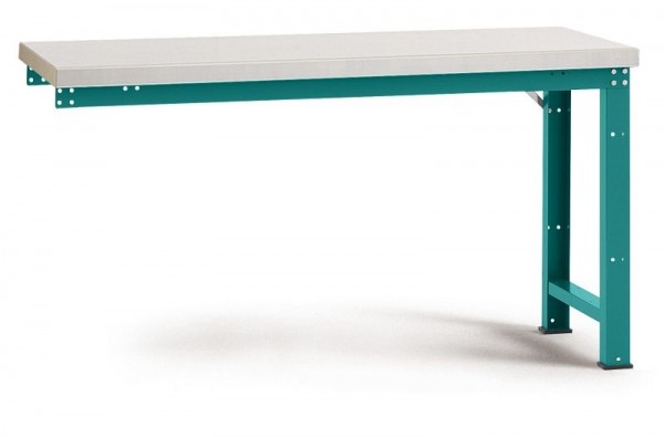 Manuflex Anbauwerkbank PROFI Standard mit Blechbelagplatte, BxTxH = 1250 x 700 x 840 mm, Wasserblau, WP4006.5021