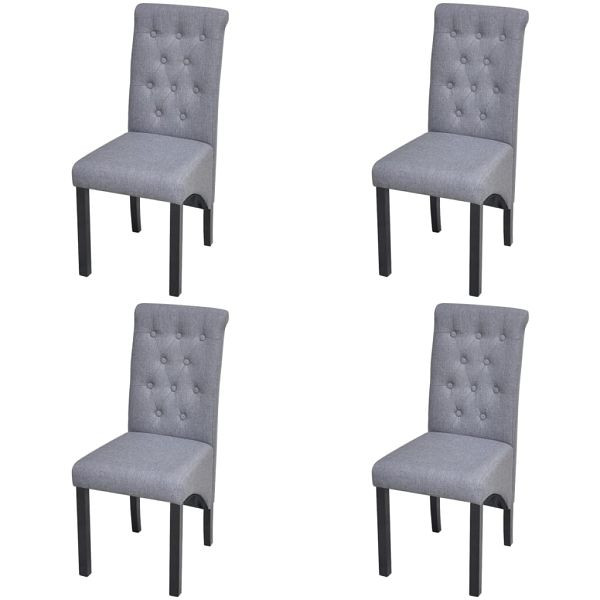 vidaXL Esszimmerstühle 4 Stück Hellgrau Stoff, Material: Polyester: 100%, 272245