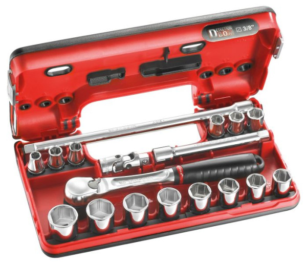 Facom Steckschlüssel-Set 3/8Z D-Box 6-Kant, JL.DBOX1PB
