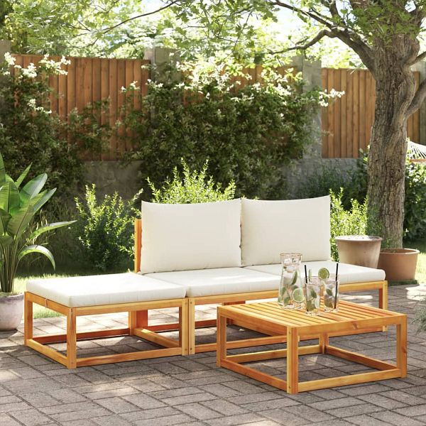 vidaXL 4-teilig Garten-Sofagarnitur mit Kissen Massivholz Akazie, 3278935