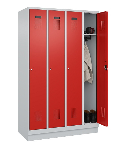 C+P Spind Evolo PLUS, mit Sockel, 4 Abteile, 1950x1200x500mm, 7035/3020, Verschluss Zylinderschloss, Ablageböden 4, 049020-40 S10032