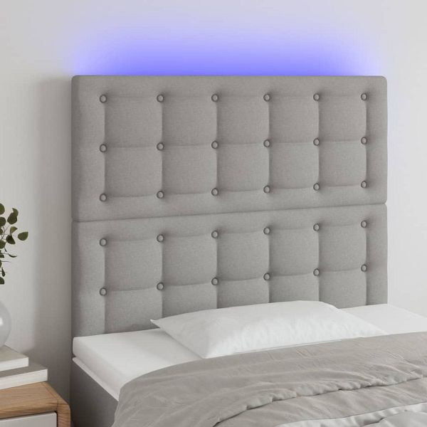 vidaXL LED Kopfteil Hellgrau 90x5x118/128 cm Stoff, 3122840