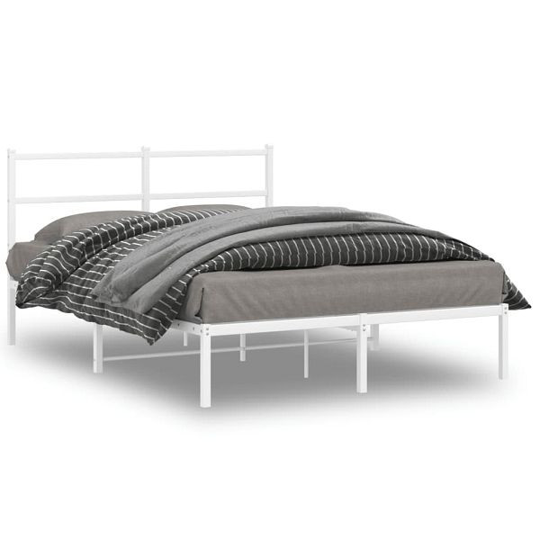 vidaXL Bettgestell mit Kopfteil Metall Weiß 140x190 cm, 355414