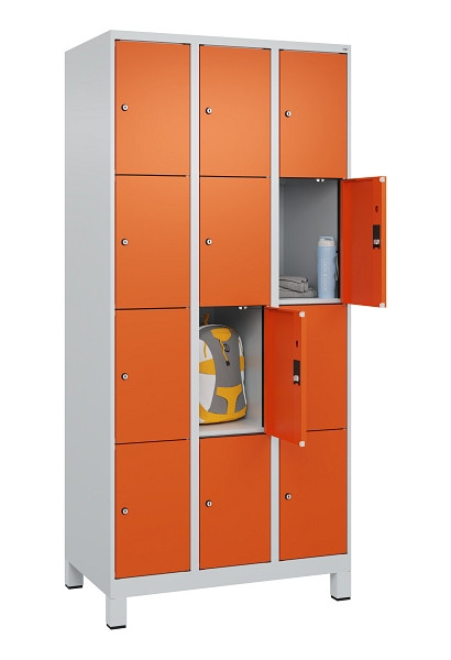 C+P Schließfachschrank Evolo PLUS, mit Füßen, 12 Fächer, 1950x900x500mm, 7035/2, 049010-304 S10002