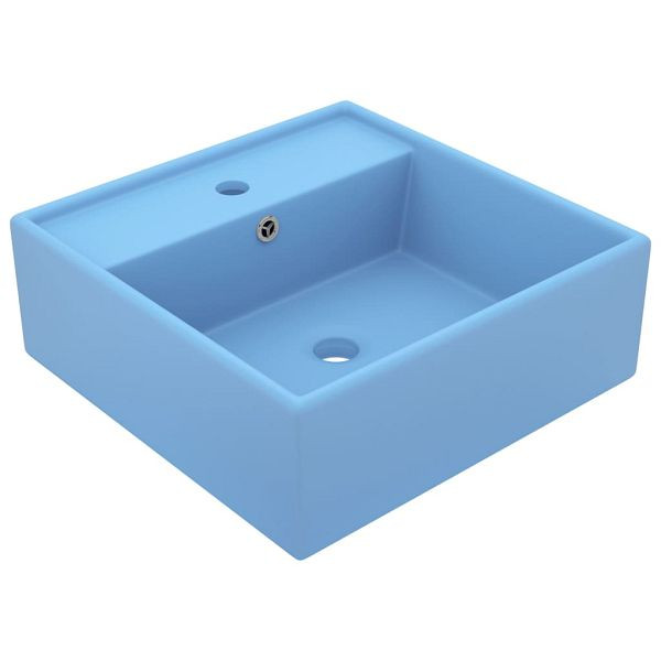 vidaXL Luxus-Waschbecken Überlauf Quadratisch Matt Hellblau 41x41 cm, 146945