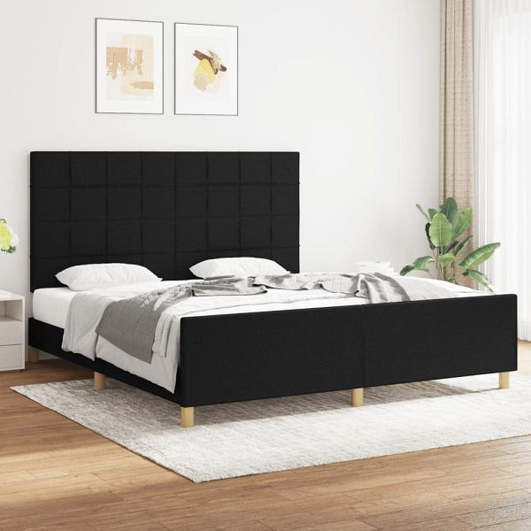 vidaXL Bettgestell mit Kopfteil Schwarz 180x200 cm Stoff, 3125075