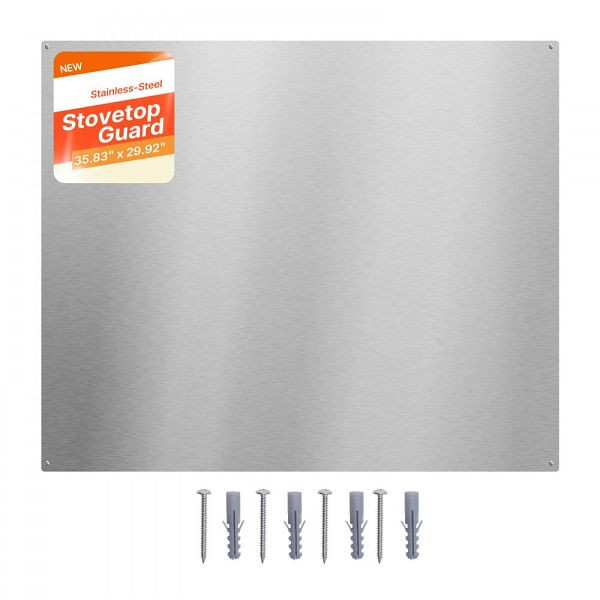 VEVOR Küchenrückwand 91x76 cm aus Edelstahl, Spritzschutz für Herd/Dunstabzug, vorgebohrte Löcher, silber, YYJDBDB1JZBX9JSC1001V0