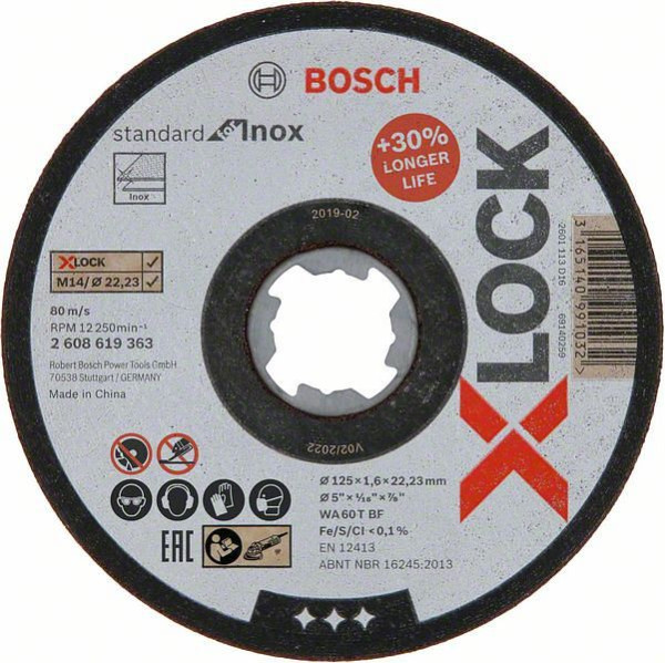 Bosch X-LOCK Standard for Inox, T41, 125 x 1,6 x 22,23 mm, VE: 25 Stück, 2608619363