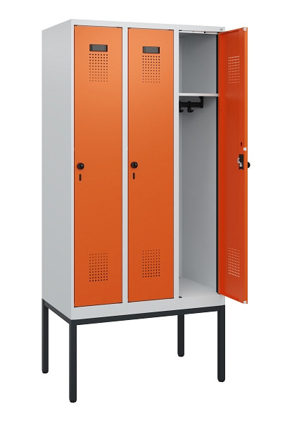 C+P Spind Evolo PLUS, Gestell, 3 Abteile, 1950x900x500mm, 7035/2004, Drehriegel, 0490305-30 S10002