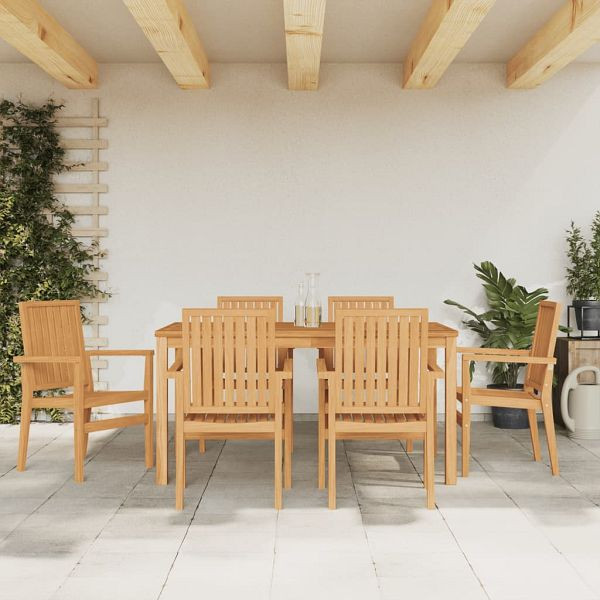vidaXL Gartenstühle 6 Stück Stapelbar 56,5x57,5x91 cm Massivholz Teak, 3157902