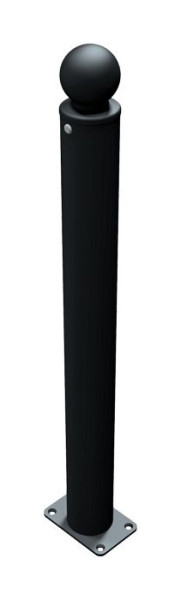 Schake Absperr-Stilpfosten Serie 484B Ø 82 mm, ortsfest, für Dübel Befestigung mit Bodenplatte 100 x 150 mm, ohne Verschluss, ohne Öse, 484PB