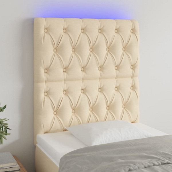 vidaXL LED Kopfteil Creme 80x7x118/128 cm Stoff, 3122739