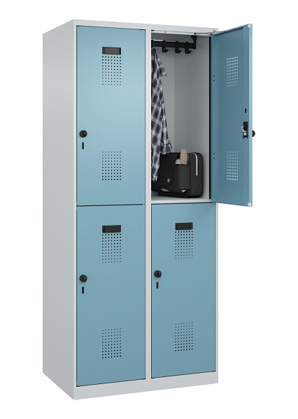 C+P Doppelstöckiger Spind Evolo PLUS, 4 Fächer, 1850x800x500mm, 7035/0010, Drehriegel, 049300-22 S10009