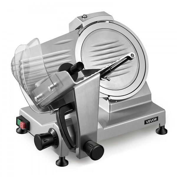VEVOR Elektrische Aufschnittmaschine 250 mm Klinge, 240 W, mit Schärfer, 0-12 mm Schnittstärke, für Gefrorenes Fleisch, Schinken, SYDRQPJ240WBNE2JB001V2