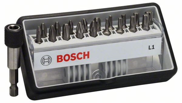 Bosch Schrauberbit-Set Robust Line L Extra-Hart, 18+1-teilig, 25mm, PH, PZ, Torx, VE: 5 Stück, 2607002567