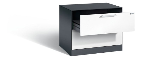 C+P Karteischrank Asisto, H710xB800xT600mm, Farbe: Schwarzgrau / Verkehrsweiß, Bügelgriff, 146273-222 S10031