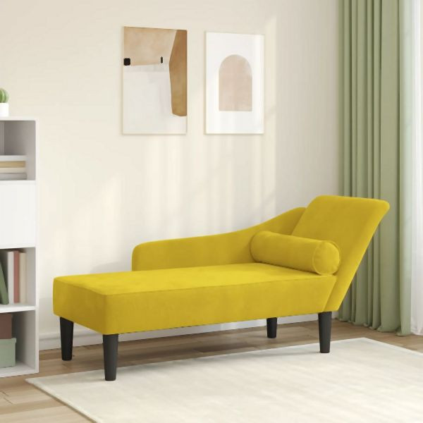 vidaXL Chaiselongue mit Kissen Gelb Samt, Komfort, 4007594